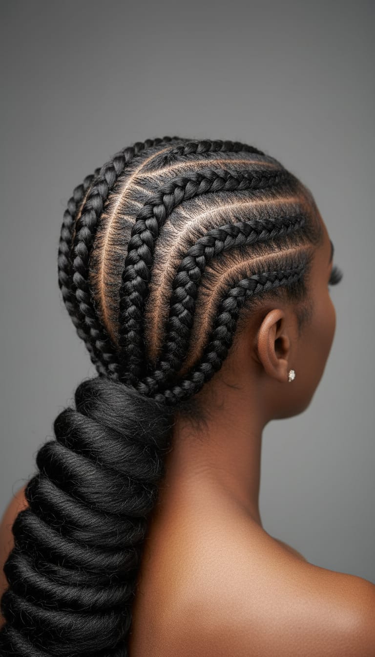 13 Cornrows Ponytail Hairstyles That Are Bold & Protective